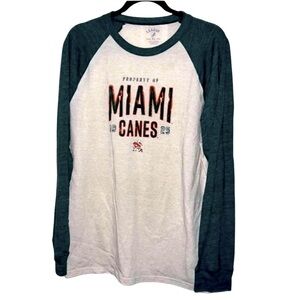 League Miami Canes Long Sleeve Tee – Green & Tan (XL)